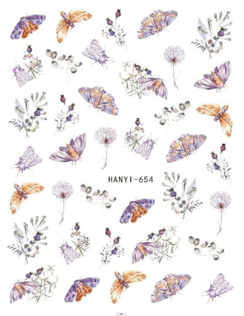 3D Summer Tropical Nail Art Sticker Decals — Palms, Butterflies & Flowers
