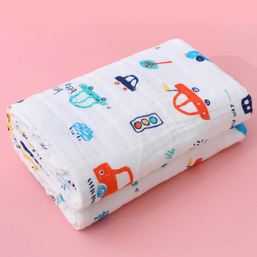 4-Layer Gauze Baby Bath Towel – Soft Cotton Infant Washcloth, Newborn Bathrobe & Swaddle Blanket