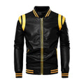 Men's Patchwork Faux Leather Jacket – Cotton Lined