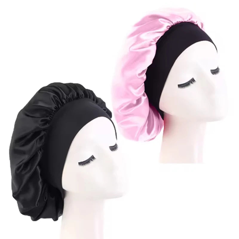Satin Sleep Bonnet — Wide-Brim Hair Care Cap