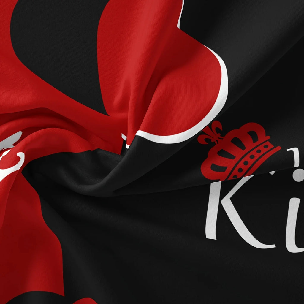 Dark Red & Black Letter Print Bedding Set – 3-Piece Duvet Cover, Queen & King