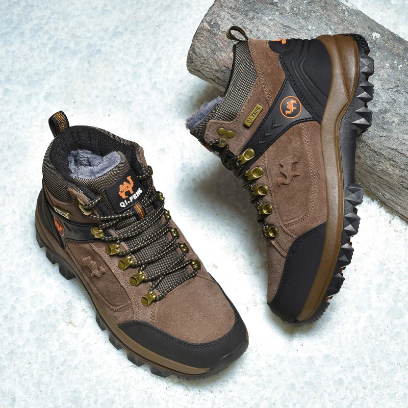 Men's Suede Shearling-Lined Winter Ankle Boots