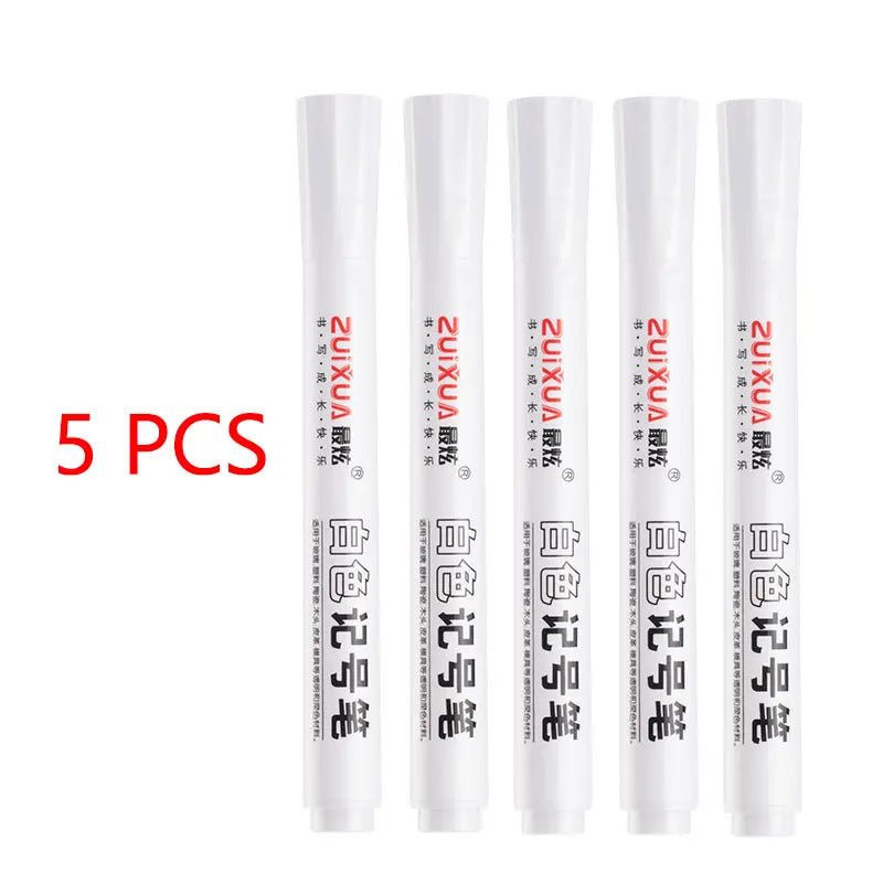 Write on Anything. — White Oily Waterproof Marker Pens | 2.0mm Tip, DIY Graffiti, Sketching & Art Markers, 1, 3 & 5 Pack