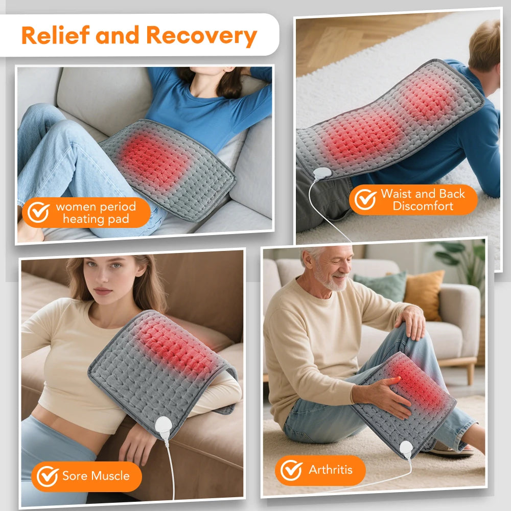 Electric Heating Pad — 9 Levels, 4 Modes, Timer, 30x60cm Washable Heated Blanket for Back, Shoulder & Knee
