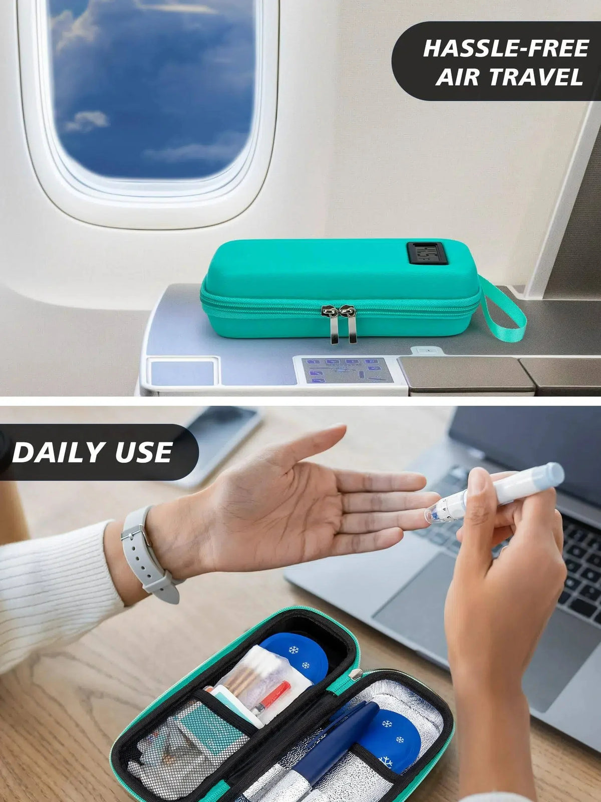 Insulin Cooler Travel Case with Temperature Display – Refrigerated Medicine Cooling Bag with Ice Pack & Diabetic Organizer