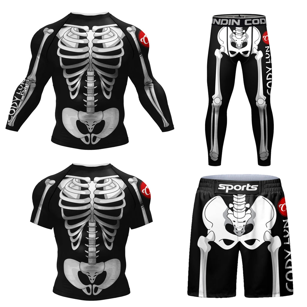 MMA BJJ Rash Guard 3D Print Compression T-Shirt & Pants – Durable Boxing Jogging Tracksuit