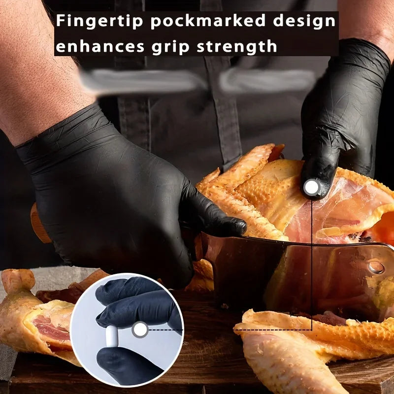 Disposable Black Nitrile Gloves — Latex-Free, Waterproof & Durable for Kitchen, Beauty Salon & Home Use