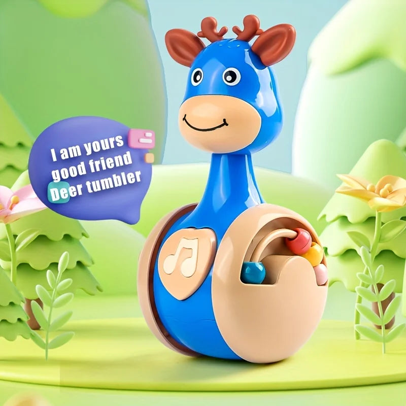 SONGYI Roly Poly Deer Tumbler Toy for Babies 6–12 Months – Wobbler Sensory Toy for Infants & Toddlers
