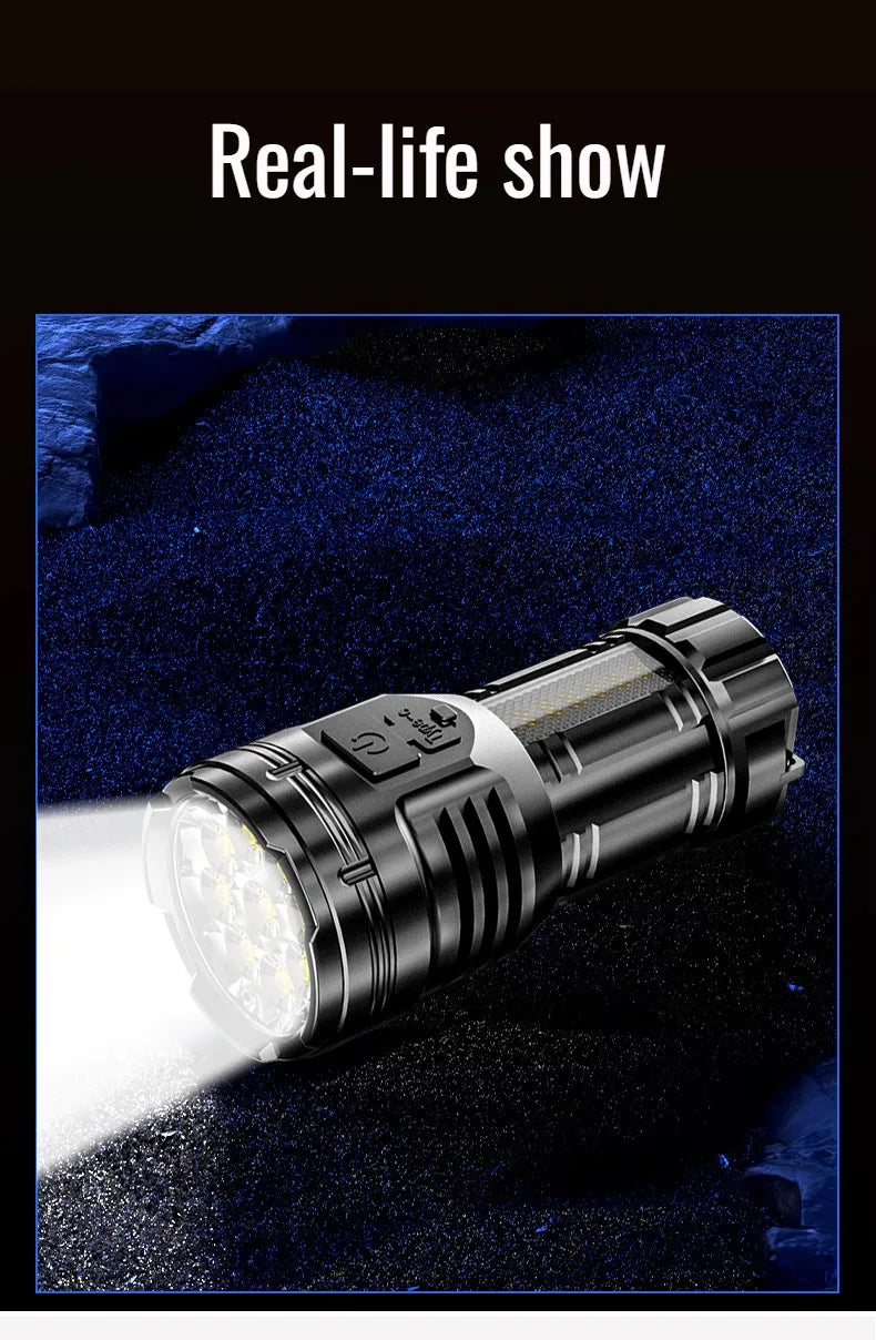 Mini LED Flashlight – USB Rechargeable, 10W, Adjustable Zoom, 100–200m, Waterproof Outdoor Torch