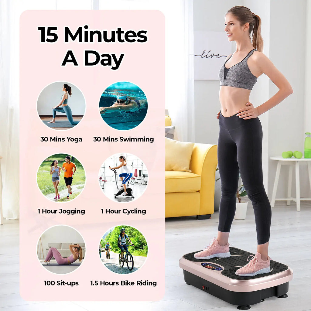 Vibration Plate Exercise Machine – Whole Body Workout Platform with Loop Bands for Home Training