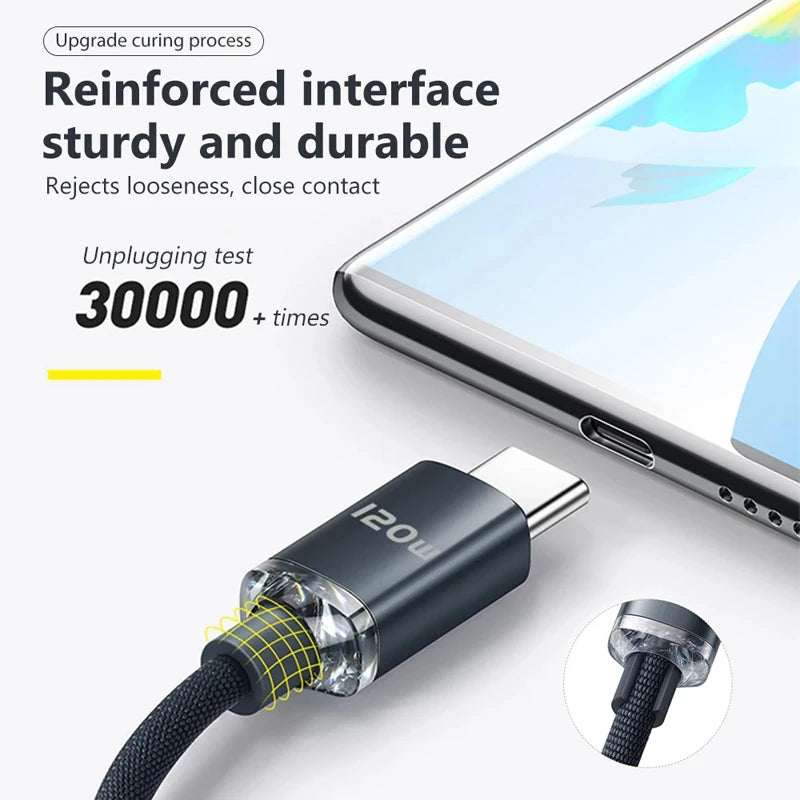 120W. Braided. Any Length. — USB-C to USB-C 120W Super Fast Charging Cable | 0.25m, 1m, 1.5m & 2m, Samsung, Xiaomi, Huawei, Realme, Blue, Black & Purple