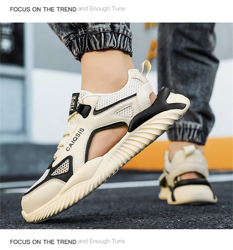 Breathable Mesh Lace-Up Sandals