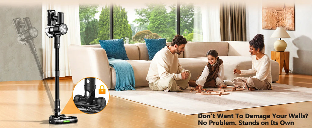 SUXIANGVAC Cordless Stick Vacuum Cleaner — 500W 55Kpa, 55-Min Runtime, Anti-Tangle, HEPA, Self-Standing