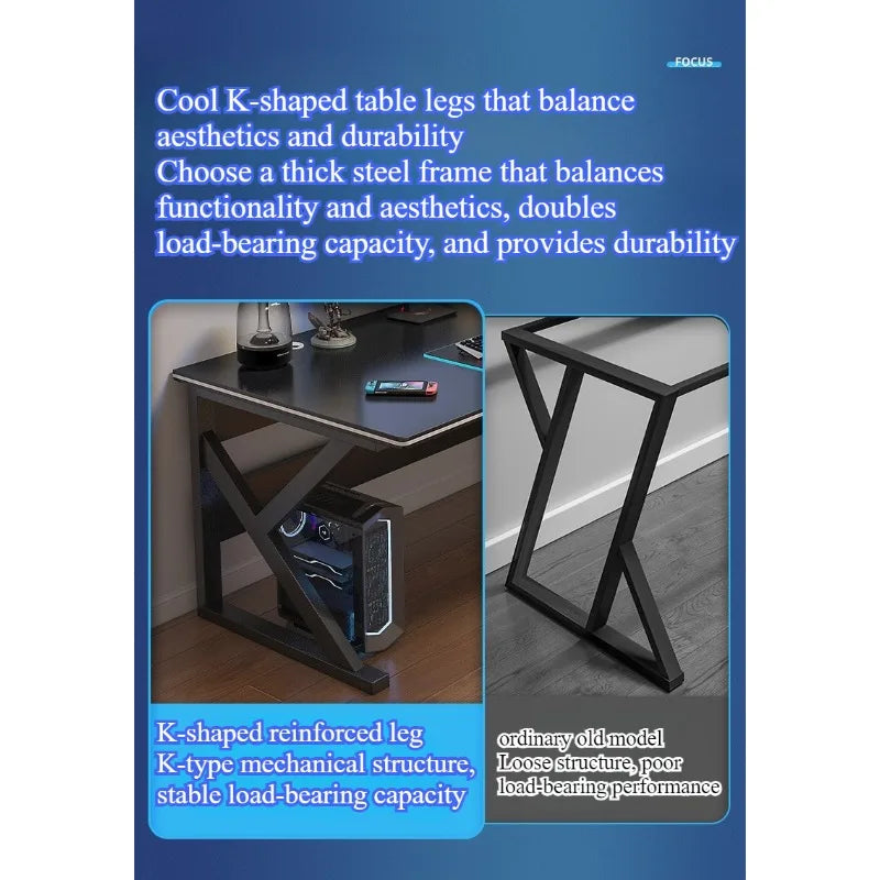 Student Writing & E-Sports Computer Desk — Metal Frame Home Office Workbench