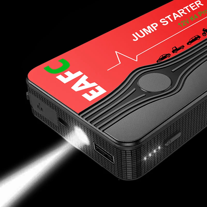 EAFC Portable Car Jump Starter — 600A–2000A Peak, 12V Battery Booster & Power Bank with LED Light