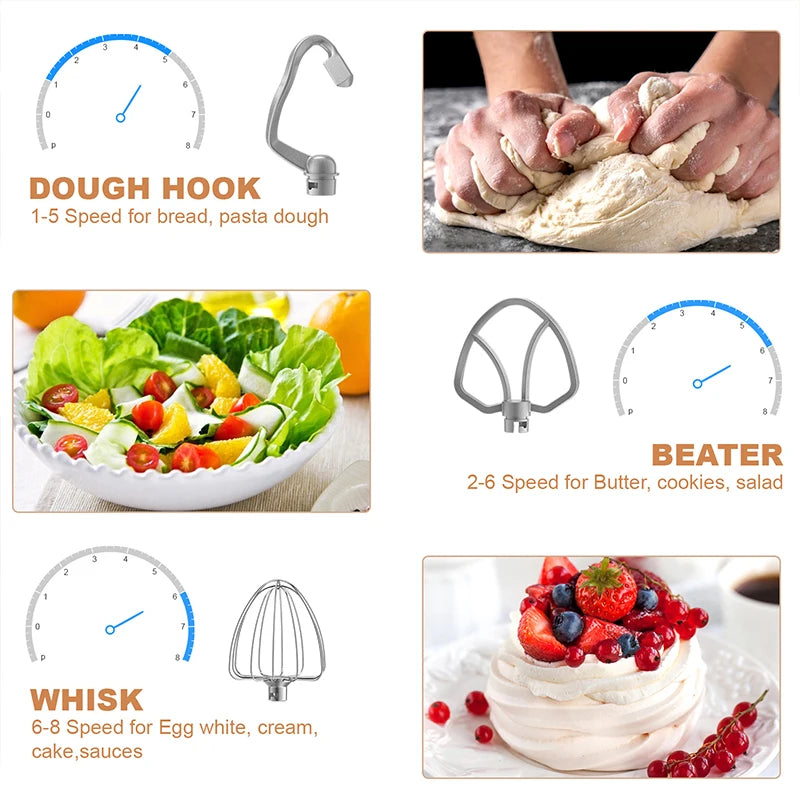 1000W Stand Mixer & Food Processor – 8+P Speed Electric Blender, Egg Whisk, Desktop Kitchen Mixer with Bowl