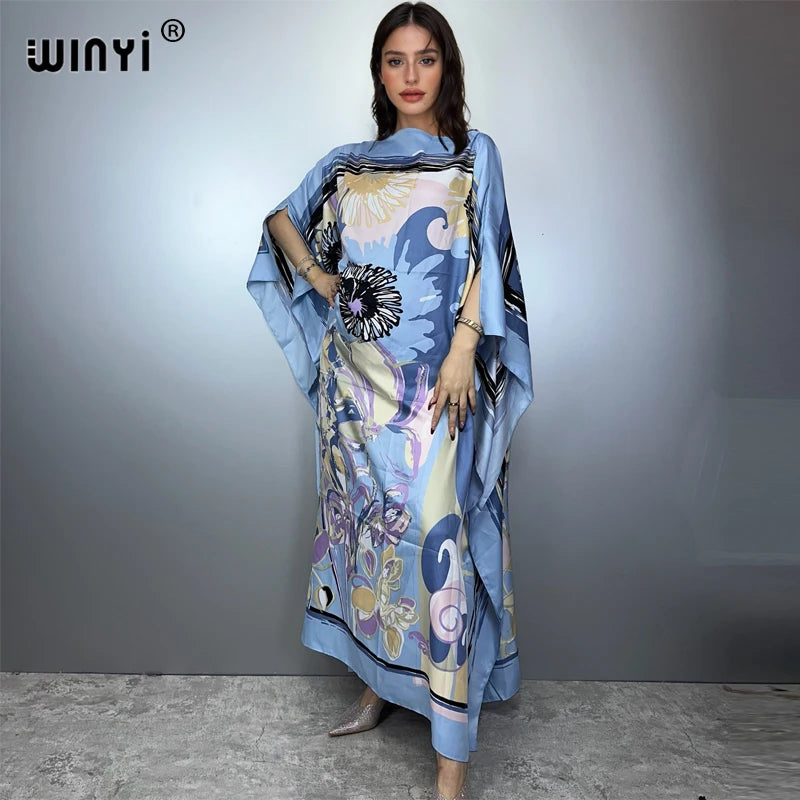 Batwing Maxi Printed Loose Dress — Fashion Design Elegant Party Summer Dress