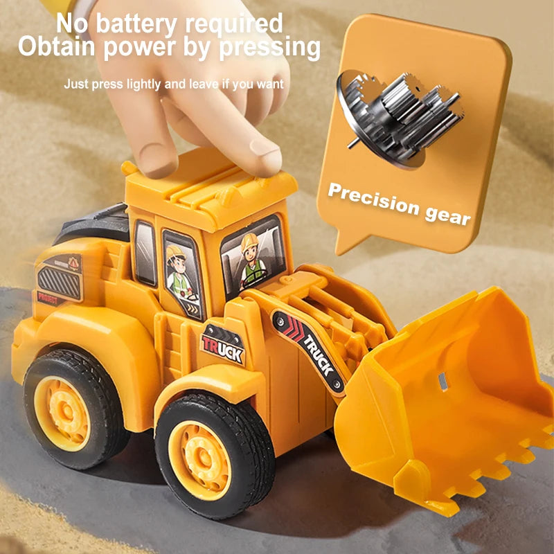 Press & Slide Construction Vehicle Toy – Excavator, Bulldozer & Road Roller for Kids
