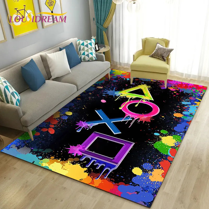 3D Cartoon Gamer Game Controller Area Rug,Carpet Rug for Living Room Bedroom Sofa Doormat Decoration,Kid Play Non-slip Floor Mat