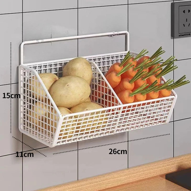 Wall-Mounted Kitchen Storage Rack — Vegetables, Fruits, Spice & Condiment Organizer Shelf