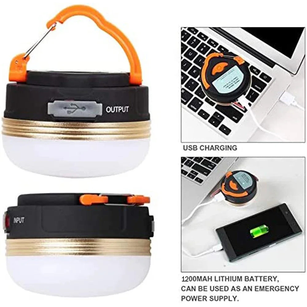 10W USB Rechargeable Camping Lantern – 1200mAh Portable Hanging Tent Light for Hiking & Outdoor Use