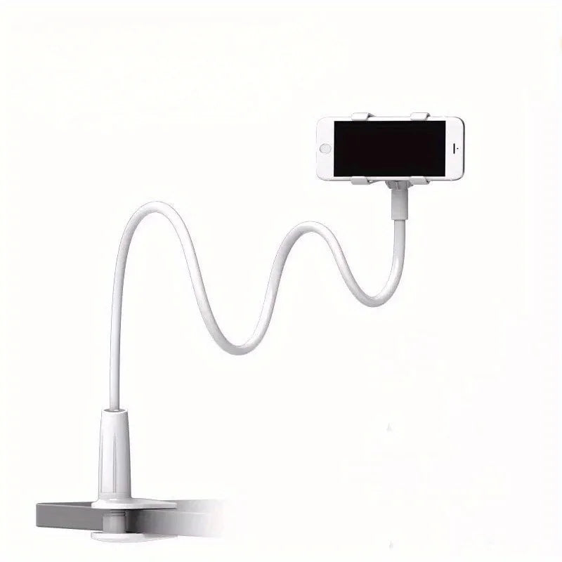 Hands-Free. Any Angle. Anywhere. — Flexible Gooseneck Long Arm Phone Holder Clamp Bracket | Bedside, Desktop, Overhead Live Streaming, White & Black