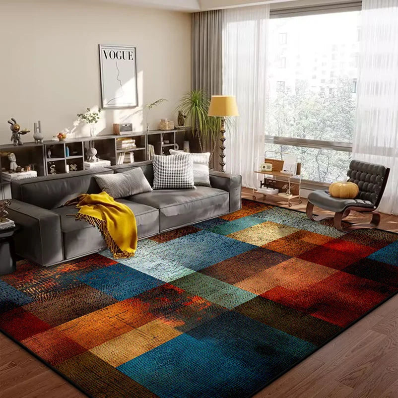 Geometric Abstract Large Area Rug – Non-Slip Custom Floor Mat for Living Room & Bedroom, 15 Colors & 15 Sizes
