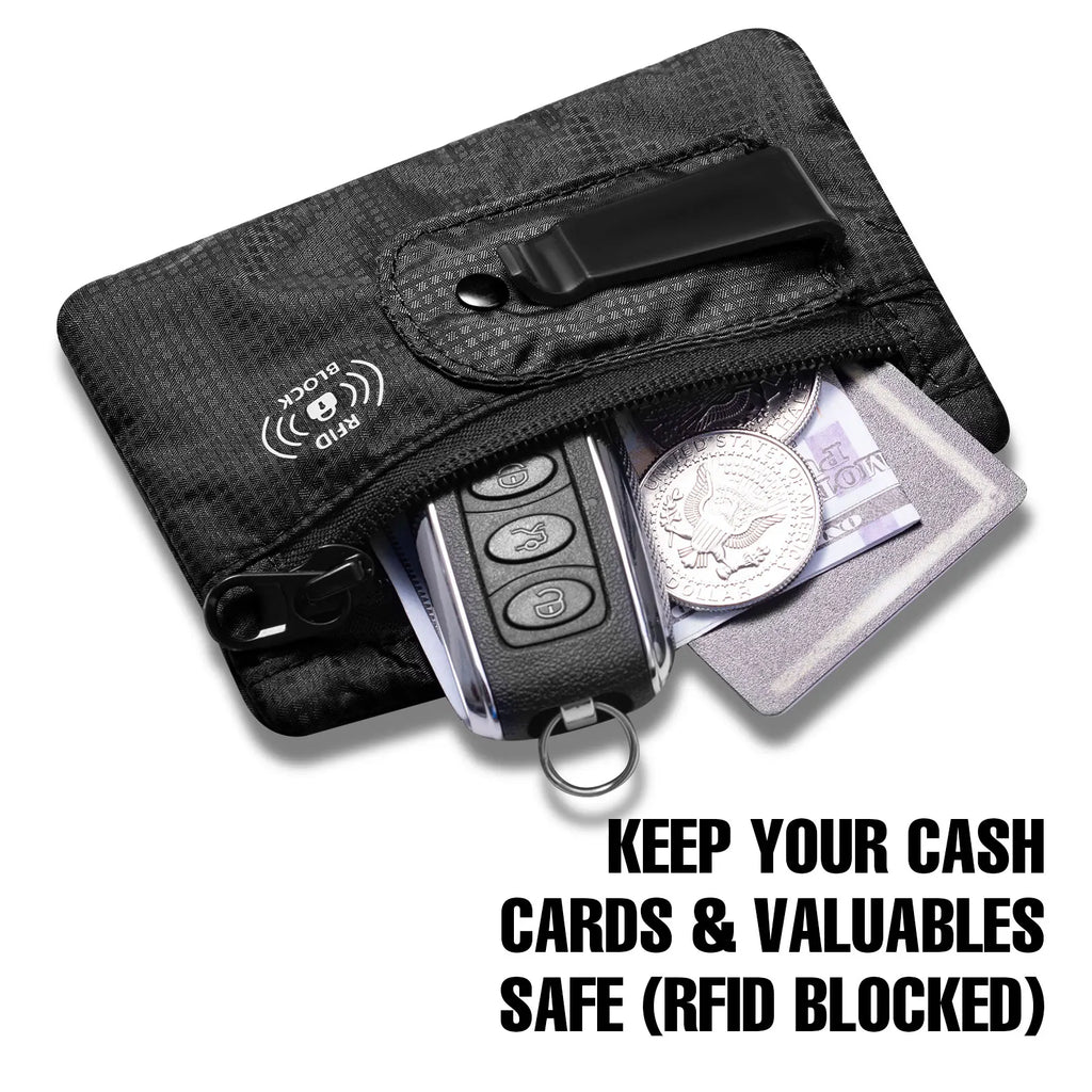 RFID Blocking Hidden Money Belt – Large Travel Pouch for Cards, Cash & Passport