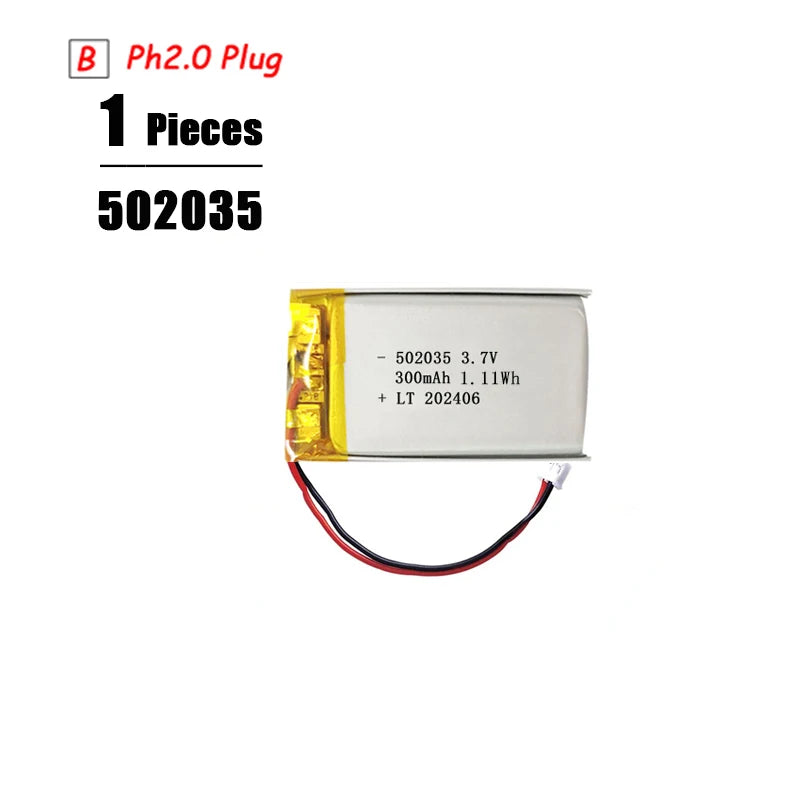3.7V LiPo Rechargeable Battery – PH2.0 Plug for GPS, Bluetooth Speaker, PS4, Humidifier & MP3/MP4