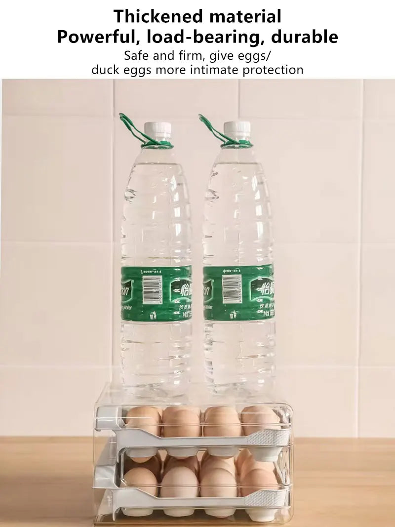 2-Layer Drawer Egg Storage Box – 32-Grid Fridge Egg Organizer, Dust-Proof & Stackable