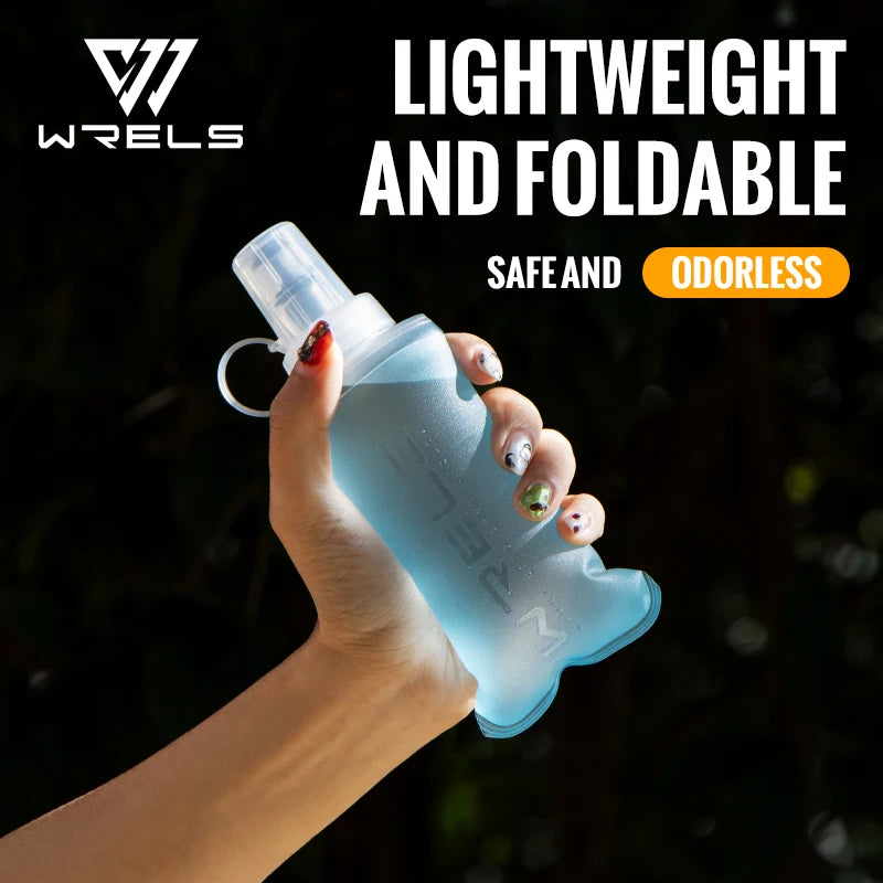 WRELS Collapsible Soft Flask Water Bottle – BPA-Free TPU Foldable Running Bottle for Hiking, Camping & Travel, 150/250/500ml