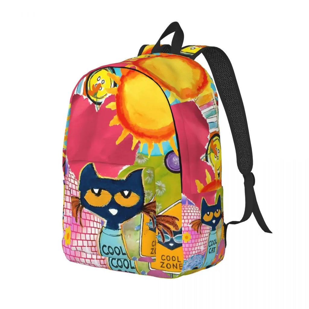 Pete the Cat Canvas Backpack – Cartoon Laptop Daypack for School & Travel