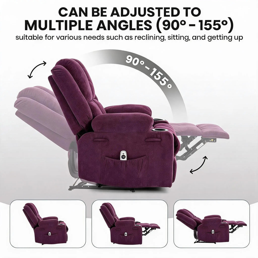 Massage Recliner Chair with Heat – 155° Manual Recline