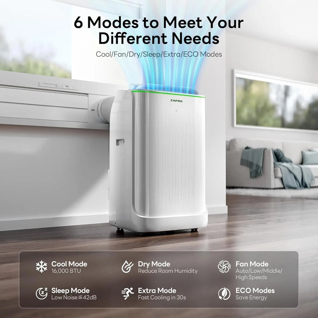 Smart Inverter Portable Air Conditioner — 16,000 BTU (12,000 BTU SACC) Dual Hose AC Unit with Energy-Saving Technology