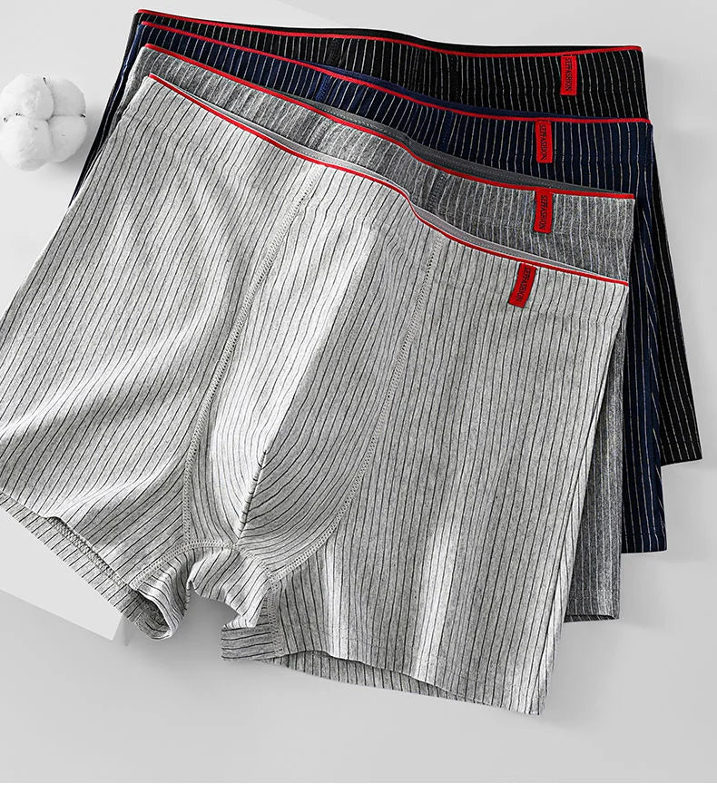 Men's Loose-Fit Striped Stretch Boxers, 4-Pack