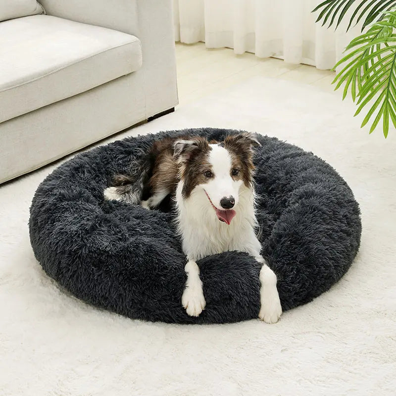 Soft Long Plush Dog Bed – Warm Basket Cushion for Small & Medium Dogs and Cats