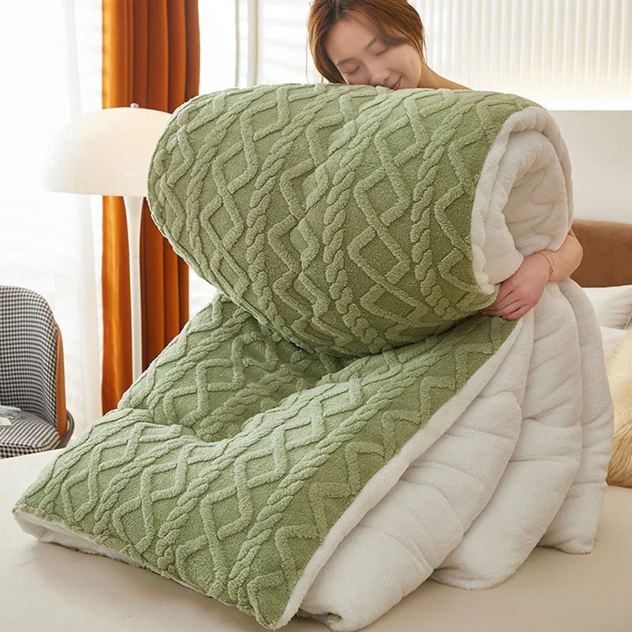 Thick Fleece Bed Blanket – Faux Lamb Plush Comfort
