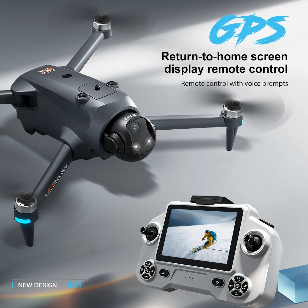 GPS Foldable Drone with Screen Remote & 720p Camera