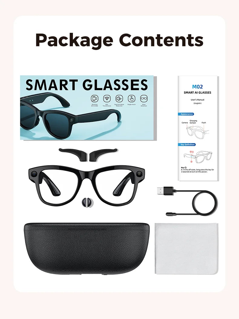 2026 AI Smart Glasses – 4K Camera, 120+ Language Translation, 3600mAh Power Bank, Bluetooth 5.3