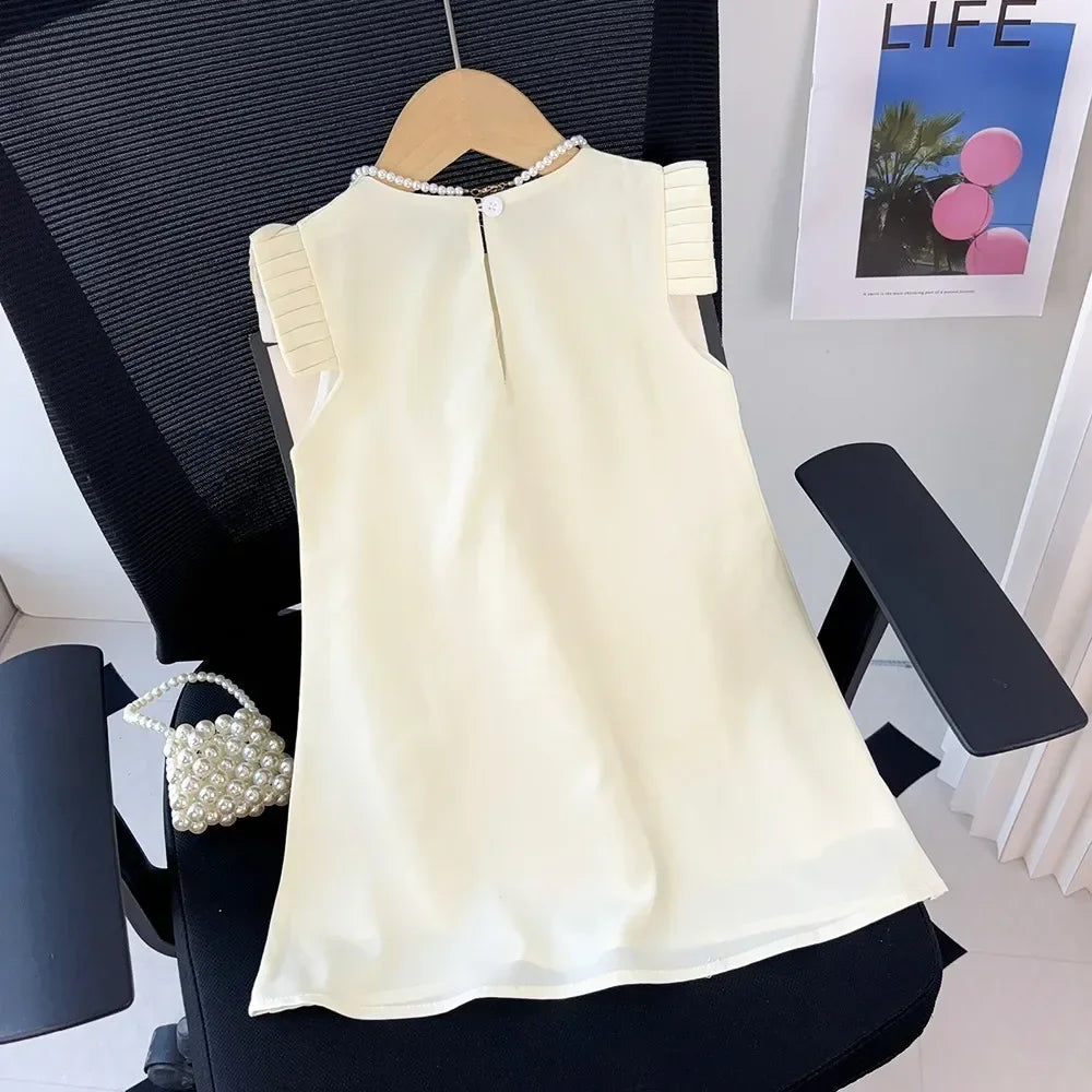 Girls 3D Flower Princess Dress — Elegant Wedding & Party Dress (2–7 Years)
