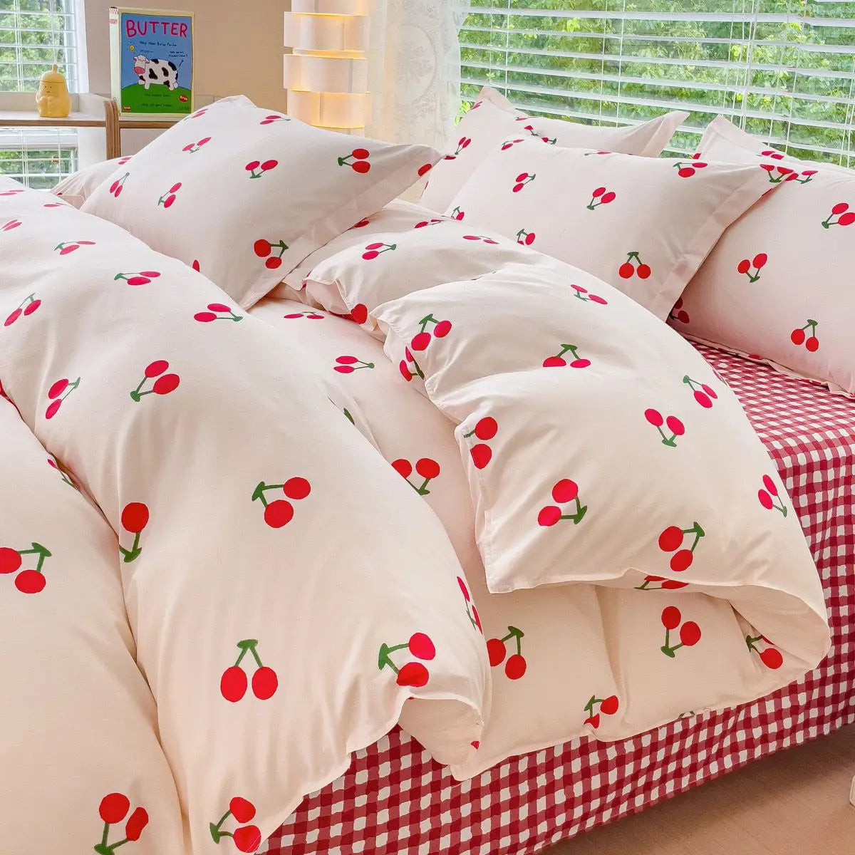 Vintage Floral Duvet Cover Set – Korean Ins Style Bedding Kit with Flat Sheet & Pillowcases, Single to Queen