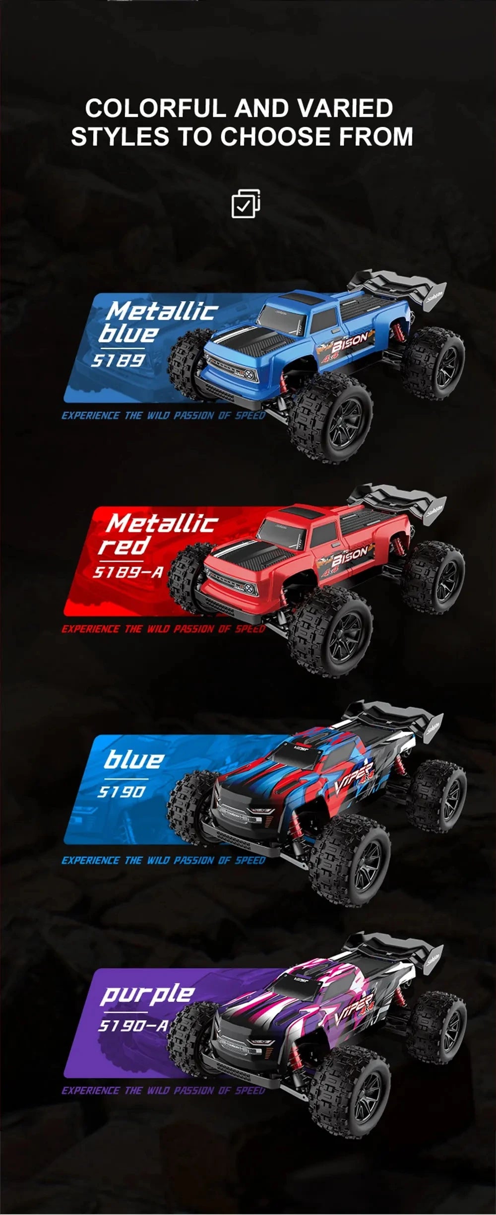 50KM/H 1:16 Scale 4WD RC Car with LED Lights – High Speed Off-Road Buggy Truck