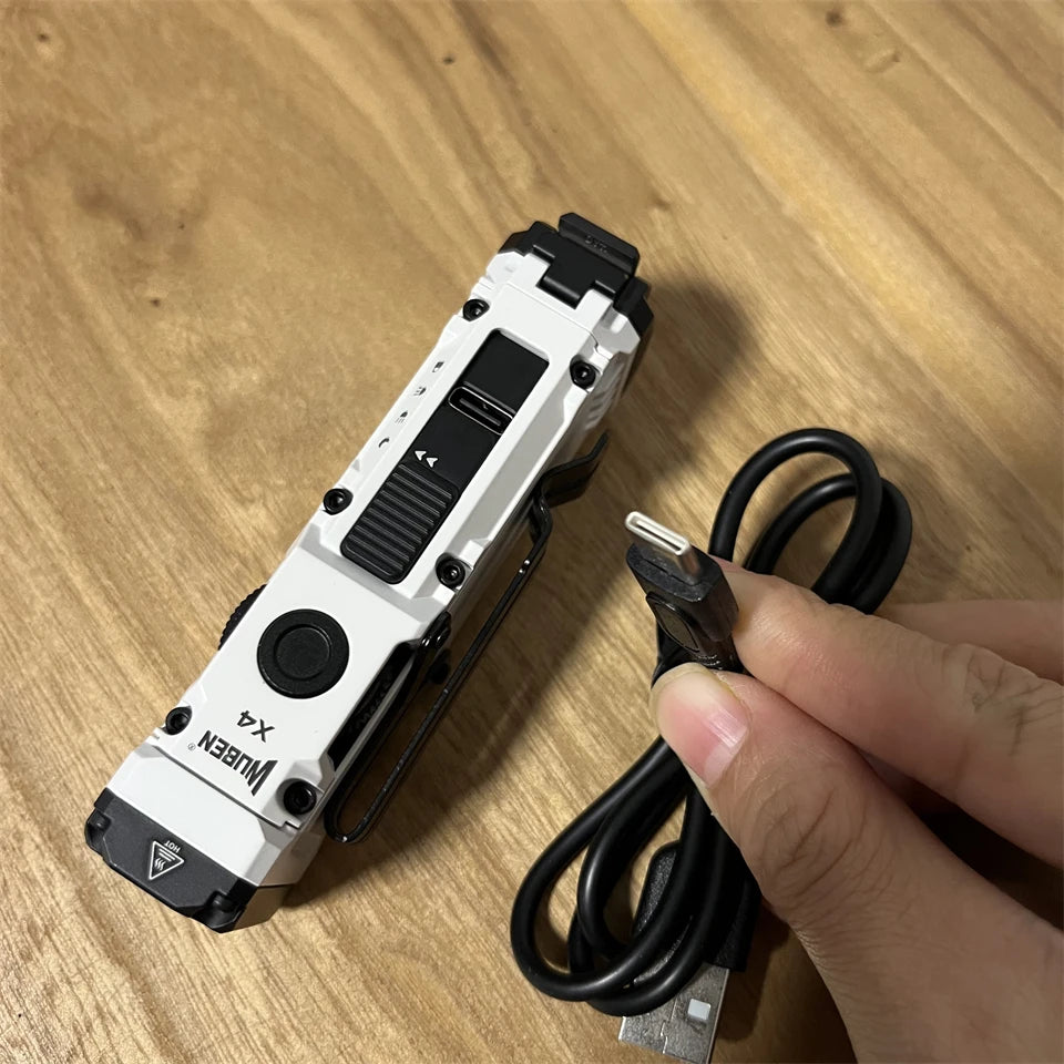 Wuben X4 Stepless Dimming EDC Flashlight – RGB LED, 3400mAh 18650 Battery, USB-C & Magnetic Tail