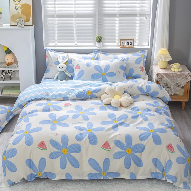 Cartoon Print Duvet Cover Set – Skin-Friendly 400TC Polyester, 3-Piece with 2 Pillowcases, 20 Designs & 4 Sizes
