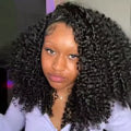 16 Inch Curly Half Wig | 3-in-1 Seamless Flip-Over Water Wave Drawstring Human Hair 200 Density