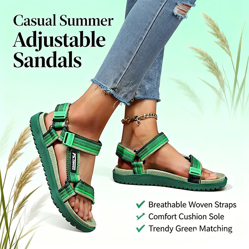 Women's Fashion Peep-Toe Flat Sandals – Casual Beach Holiday Shoes