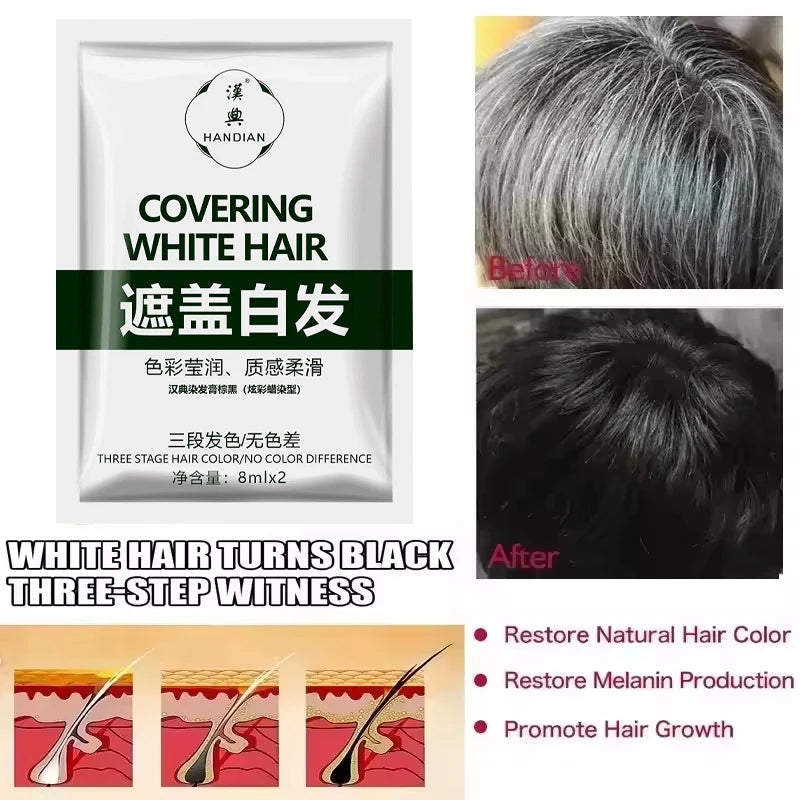 Herbal Anti-grey Treatment Hair Dye Shampoo White To Black Permanent Repair Natural Color Nourish Scalp Hair Care Products