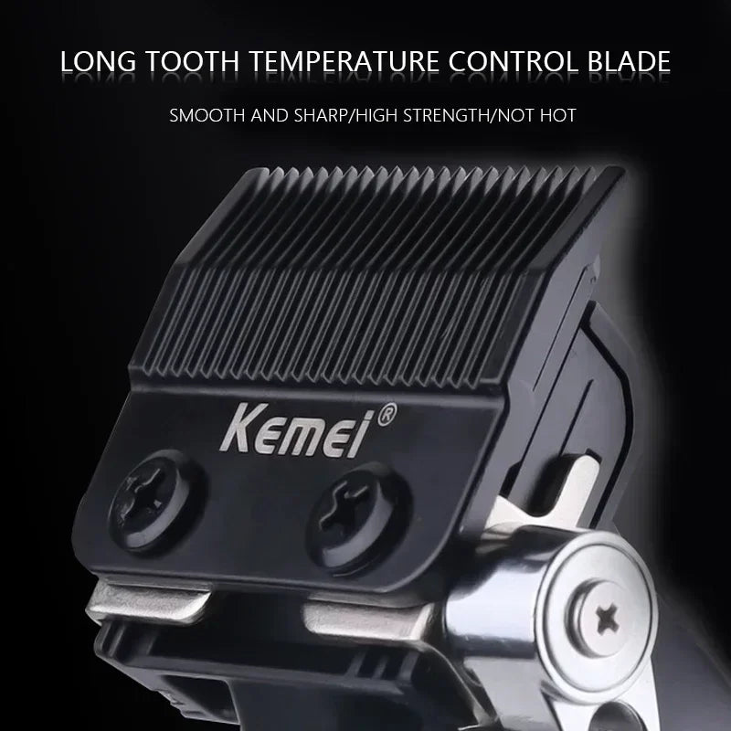 Kemei KM-2296 Professional Hair Clipper – Seat Charger, Stainless Steel Blade, 90-Min Battery, Cordless