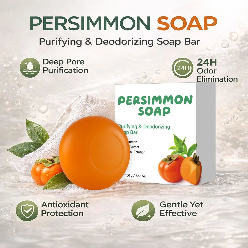 Persimmon Soap Bar – Japanese Persimmon & Green Tea Extract Deodorizing Bar for Men & Women