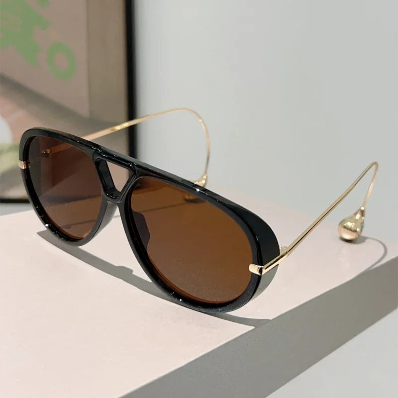 GM LUMIAS Oversized Pilot Sunglasses | Double Bridge Gradient Luxury Designer Shades for Women